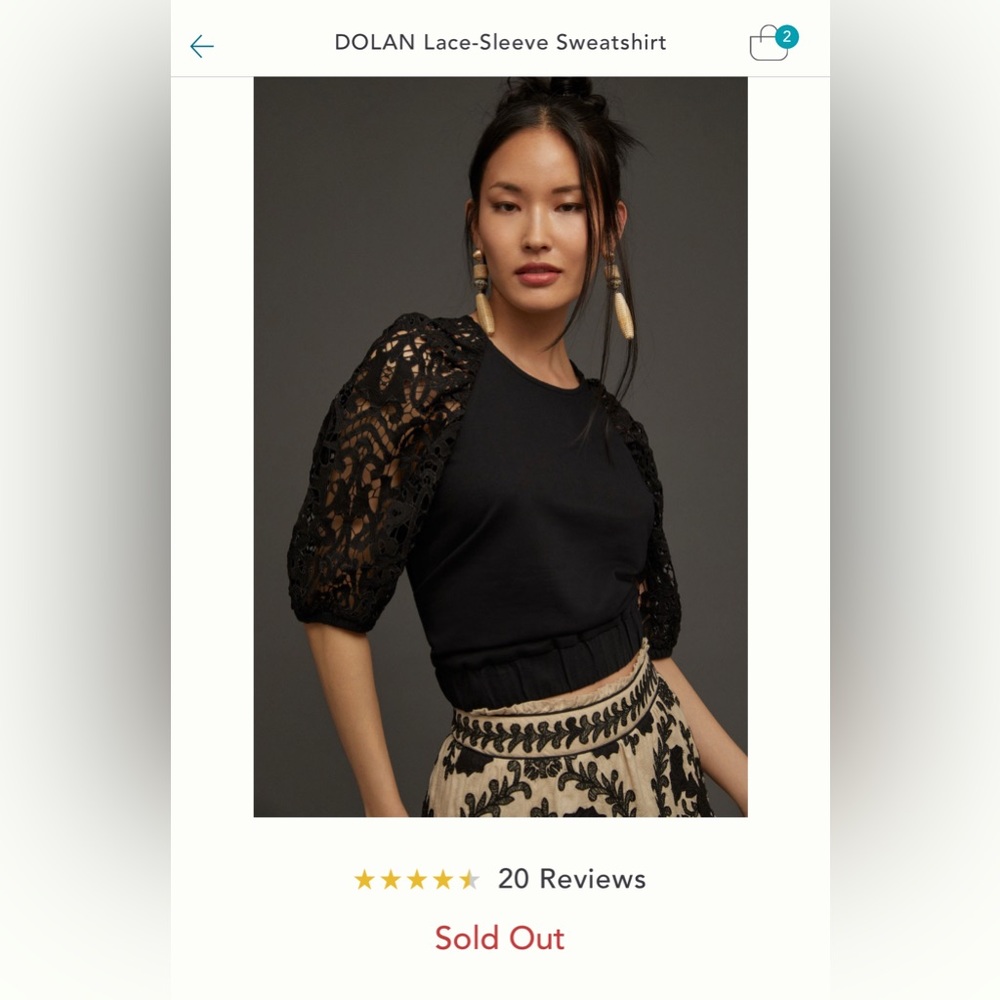 Anthropologie - Dolan Lace Sleeve Sweatshirt